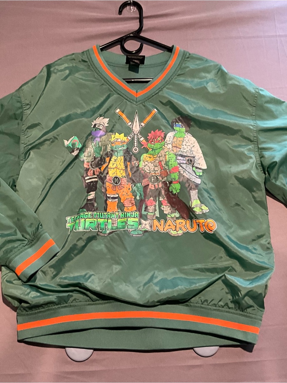 TMNT x Naruto Windbreaker Nickelodeon Colab Adult Large Green Anime Streetwear